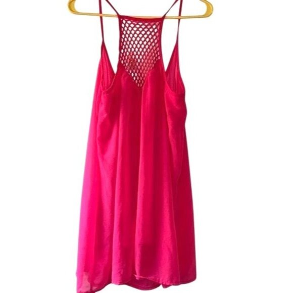 Pink Sleeveless Mini Dress With Crochet Back Detail 95% Polyester 5% Spandex Wom - Picture 6 of 7